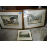 Three 19th century prints to include Horse Dealing No 1 and No 2, framed