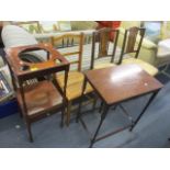 A pair of Edwardian dining chairs, a ladder back chair, a Georgian washstand and an occasional table