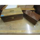 A Victorian rosewood writing slope with fitted interior, and a small mahogany box