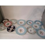 Twelve 19th century English decorative plates to include Derby, Royal Crown Derby, Minton and