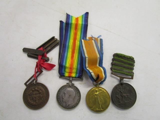 A WWI Victory and a British War Medal with ribbons, named to 28189 Pte H B Haycock Somerset Light