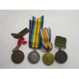 A WWI Victory and a British War Medal with ribbons, named to 28189 Pte H B Haycock Somerset Light