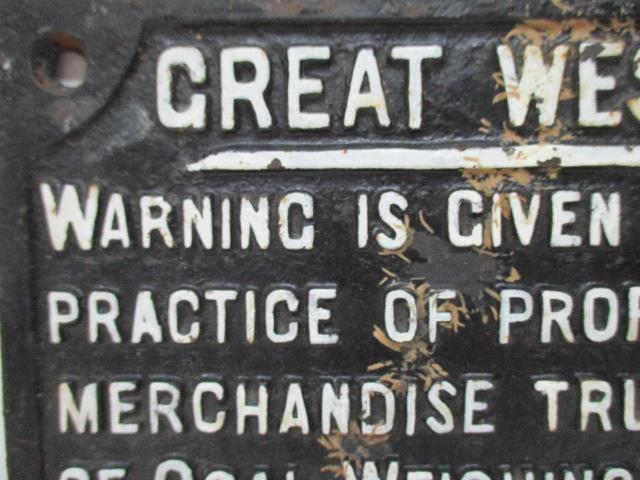 An original painted cast iron 'Great Western Railway' sign 'Warning is given against the dangerous - Image 2 of 3