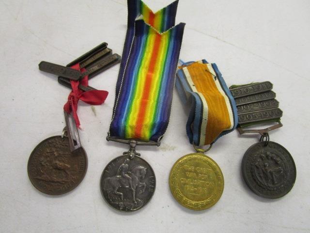 A WWI Victory and a British War Medal with ribbons, named to 28189 Pte H B Haycock Somerset Light - Image 2 of 2