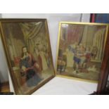 Two late 19th century tapestry panels, each depicting Charles I, in interior scenes, 30" x 25" and