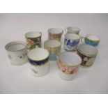 Ten late 18th and 19th century Barr Flight Barr and other coffee cans decorated with enamels and