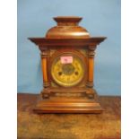 An early 20th century mahogany and walnut mantle clock A/F