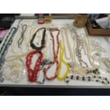 A quantity of beaded necklaces to include various pearl necklaces, one with a 925 silver clasp, a