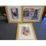 Steve Strickland - Expression, two prints and one other, in light wooden frames