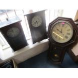 Three wall clocks to include a late 19th/early 20th century American 8 day wall clock