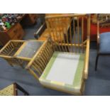 A pair of conservatory armchairs, together with two matching occasional tables