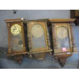 Three 19th century and later mahogany cased Vienna wall clocks