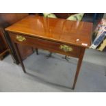 A Georgian mahogany single drawer side table on four tapering, square legs, 28"h x 31"w