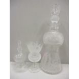 Three pieces of Edinburgh Thistle pattern glassware to include a decanter