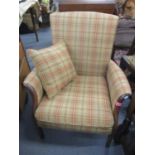 A pair of vintage Parker Knoll armchairs and a 19th century bar back carver chair