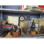 A vintage Roberts Radio and mixed items to include a Rollei camera, scissors, treen and metalware