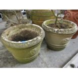 A pair of stoneware garden planters, 17 1/2"h x 22"w