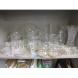 Mixed vintage glassware to include small decanters including a Georgian decanter, Edinburgh and