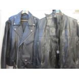 Two biker jackets and belt to include a Wilsons leather jacket size L