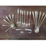 A small quantity of Egyptian white metal spoons and forks, along with a butter knife, hallmarks to