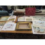 A quantity of framed and un-framed paintings and picture frames