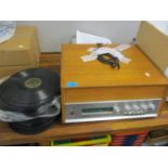 A Hacker Centurion record player, together with mixed loose LPs