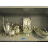A selection of silver plate to include a four piece teaset
