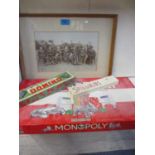 A 1902 Royal Engineers mounted photograph, dominoes, Spikins and Monopoly