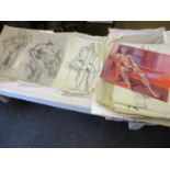 A large quantity of miscellaneous drawings and watercolours of mainly studies of nudes