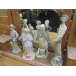 Four Lladro figures and a Worcester 'I Pray' NSPCC figure No.463