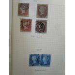 A stamp album containing British stamps to include four 1841 penny browns, 1841 twopenny blues, 1880