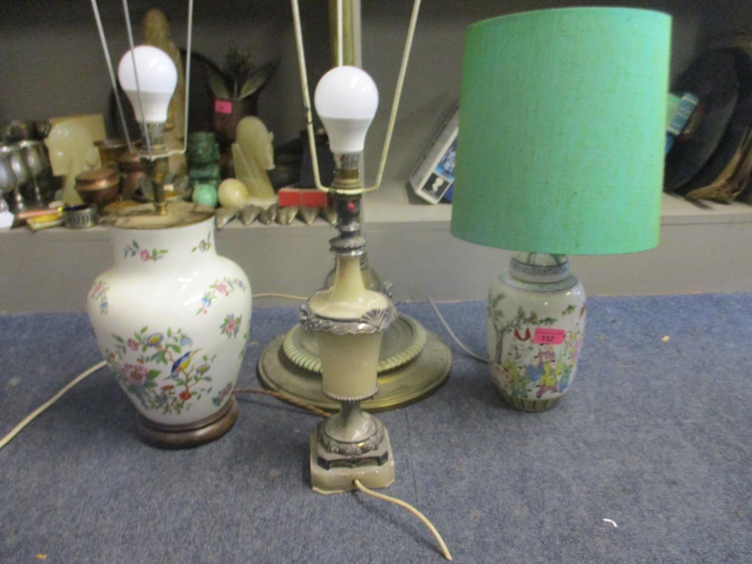 An early 20th century Chinese ginger jar converted into a table lamp, together with two other - Image 2 of 2