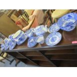 Blue and white tableware to include Abbey and Spode