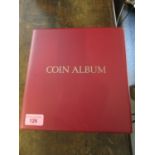 A coin album containing mainly British coinage to include half crowns, threepenny pieces, six pences