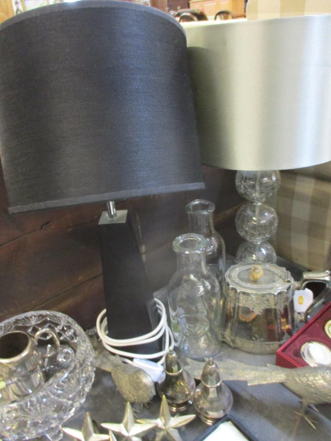 Two modern table lamps, mixed household items to include silver plate - Image 3 of 3