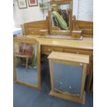 A selection of M & S pine furniture to include a dressing table with mirror, a double headboard, a