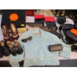 A selection of fashion items to include sunglasses, two pairs of Karen Millen boxed ladies shoes