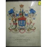 The Worshipful Company of Fishmongers and coloured engravings of the Livery Company coat of arms,