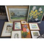 A group of framed oil paintings and watercolours, various artists