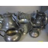 A quantity of pewter items