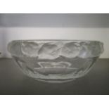 A Rene Lalique design - a Lalique Mesanges pattern clear and frosted glass bowl decorated with a