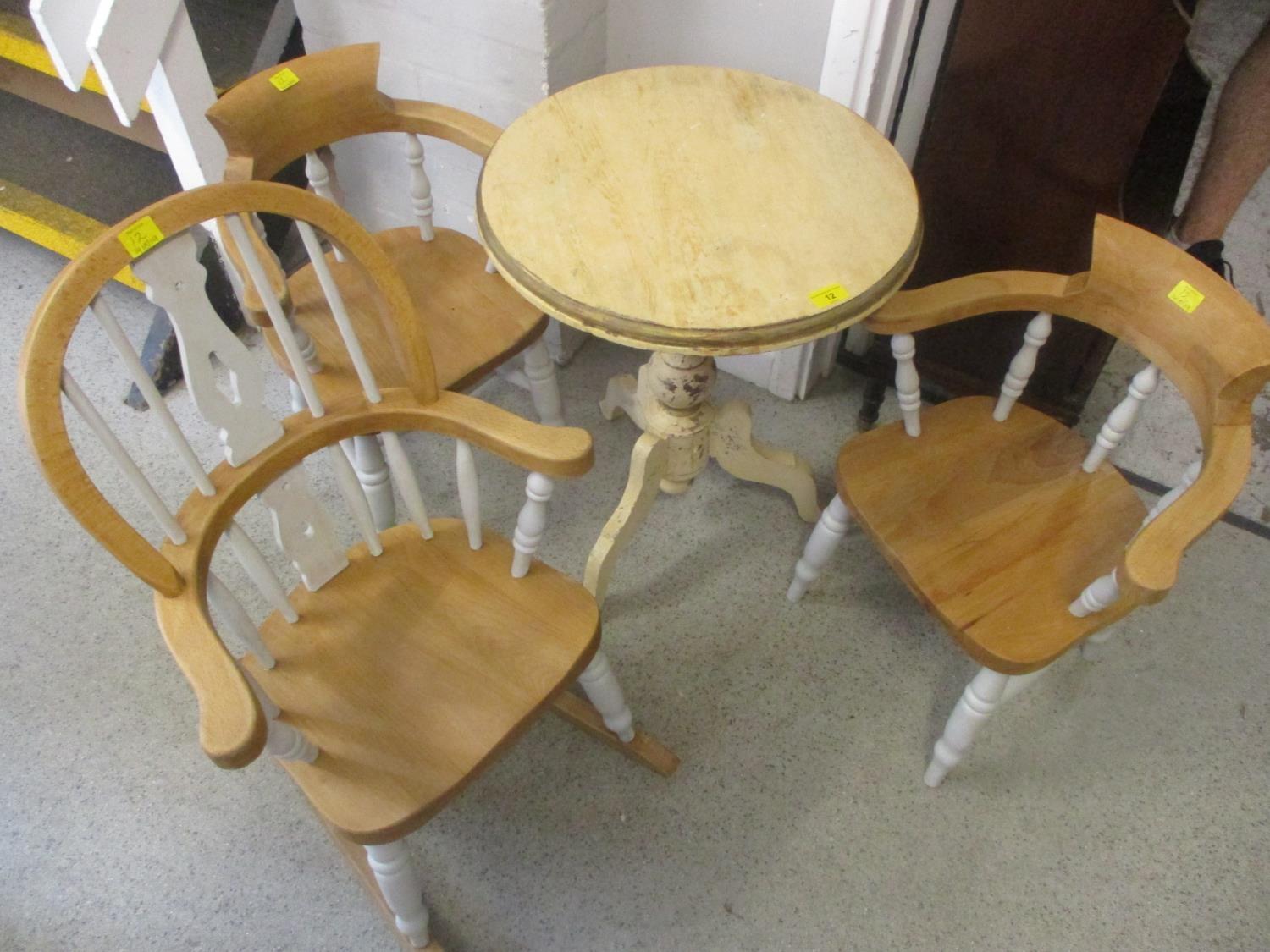 Two child's chairs, a rocking chair and an occasional table