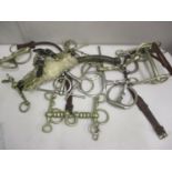 Ten Horse Bits ranging from 4.75" to 5", nickel and stainless steel mixture