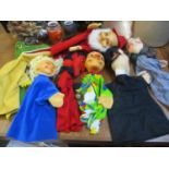 A selection of puppets to include Steiff