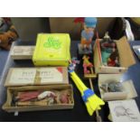 A mixed lot of toys to include a boxed Picot Puppet small 8" size, Sweet April carry case wardrobe