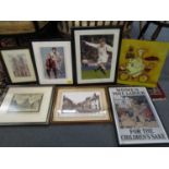 A group of prints, photographs and others to include a signed Starsky and Hutch photograph, all