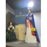A Royal Doulton figure of Queen Elizabeth II, together with a limited edition Royal Doulton figure