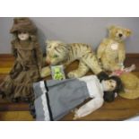 Mixed toys to include a vintage Steiff tiger