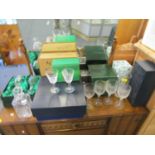 A quantity of cut table glass to include a boxed pair of Waterford glasses