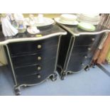 A pair of modern black lacquered bedside tables to match lots 313 and 315